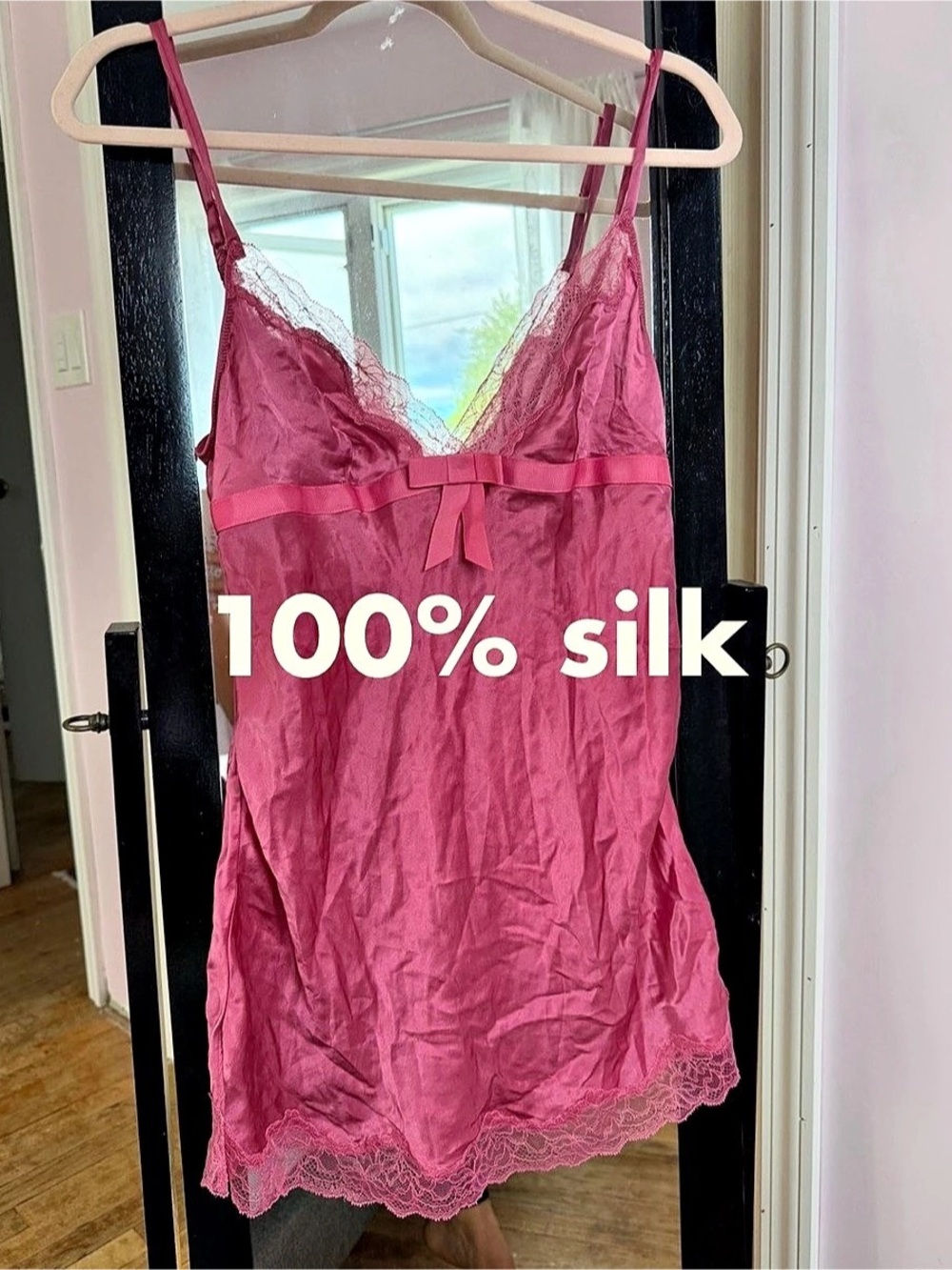 Victoria's Secret Silk Lace Chemise in Pink Large
